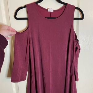 Maroon Cold Shoulder Tunic